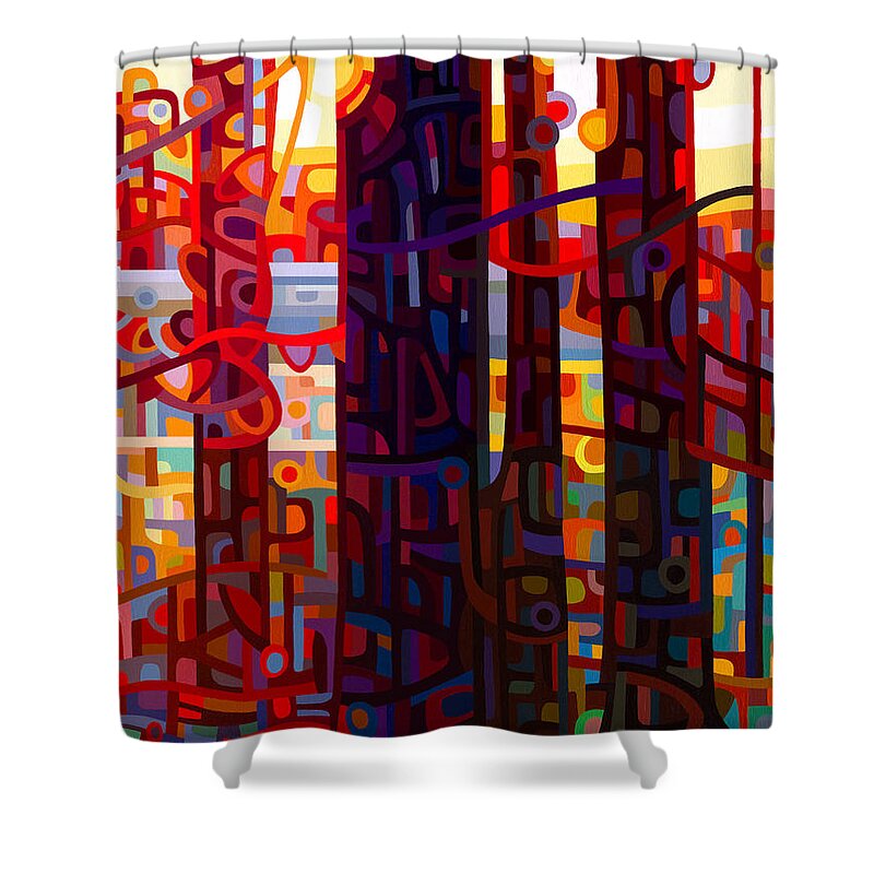 Autumn Shower Curtain featuring the painting Carnelian Morning by Mandy Budan