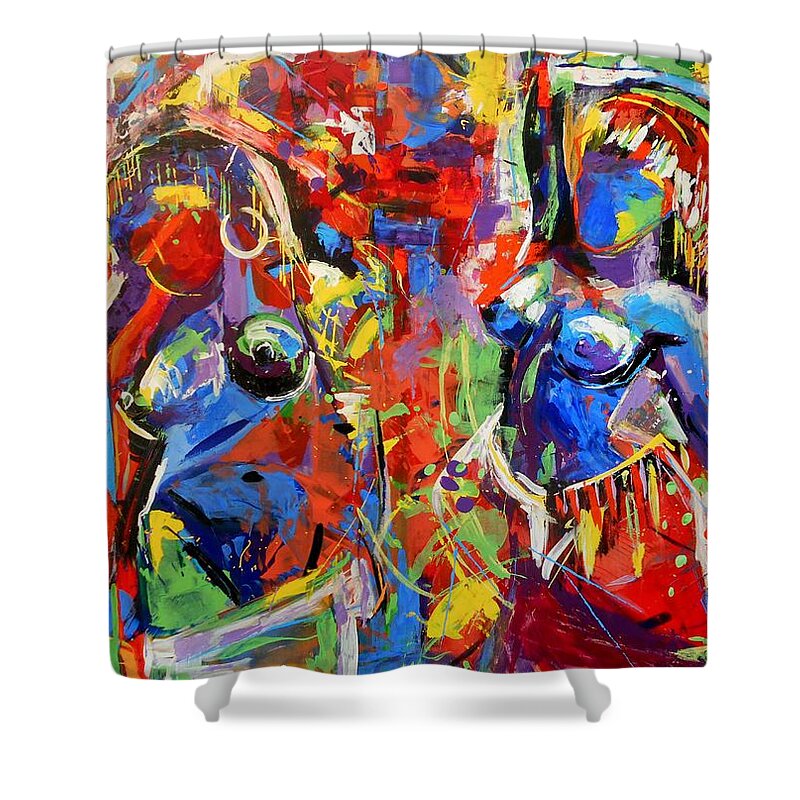 Carnival Shower Curtain featuring the painting Carnival- LARGE WORK by Angie Wright