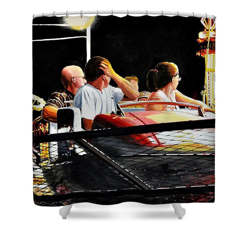 Fair Shower Curtain featuring the painting Carnival Ride by Robert W Cook
