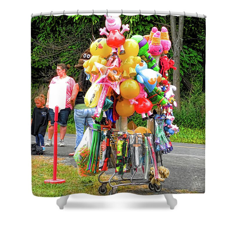 Carnival Vendor Shower Curtain featuring the painting Carnival Vendor 3 by Jeelan Clark