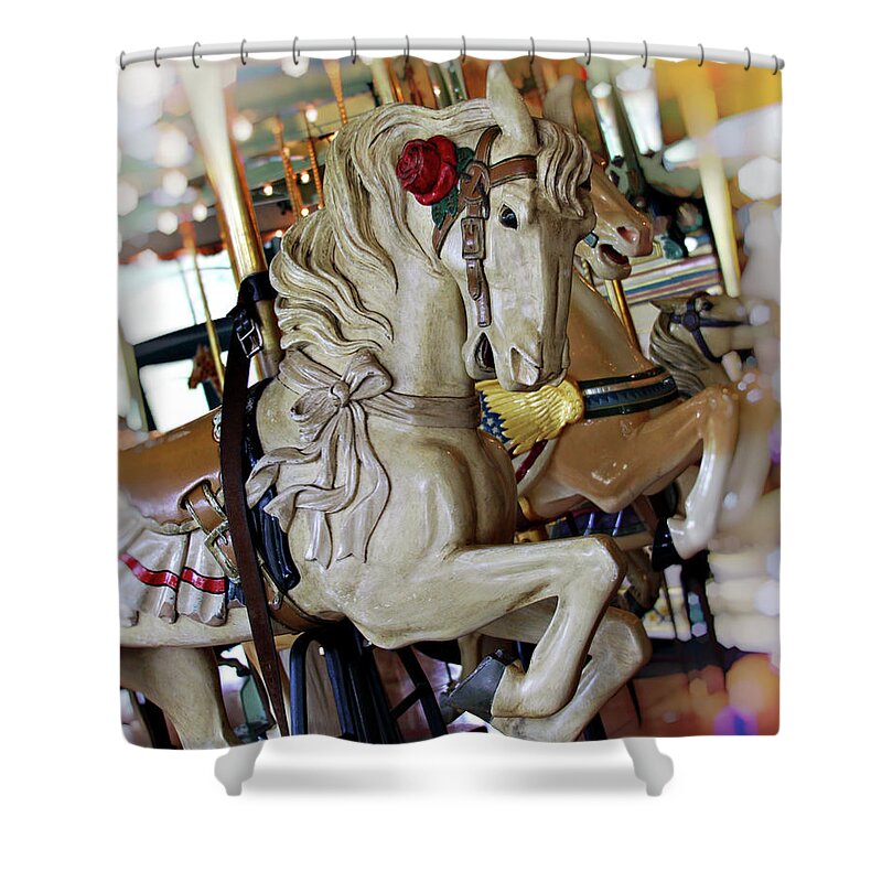 Carousel Shower Curtain featuring the photograph Carousel Belle by Melanie Alexandra Price