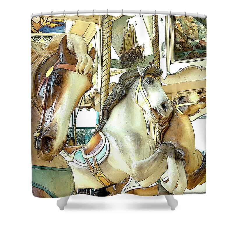 Philadelphia Toboggan Company Shower Curtain featuring the photograph Carousel Magic #1 by Mindy Musick King
