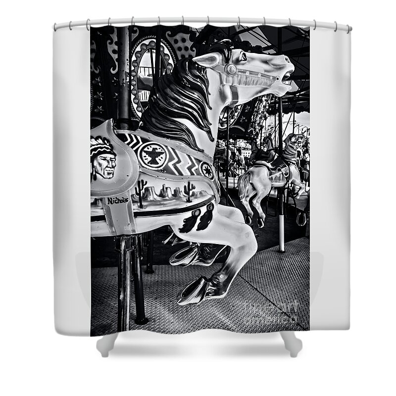 Noir Shower Curtain featuring the photograph Carousel of Despair 7 by James Aiken