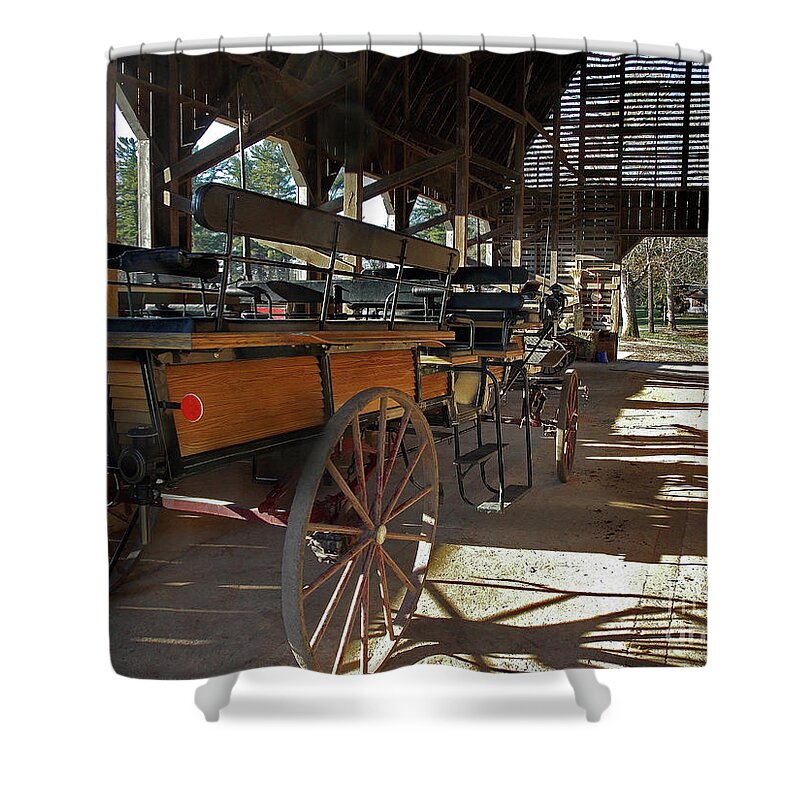 Scenic Tours Shower Curtain featuring the photograph Carriage In Waiting by Skip Willits