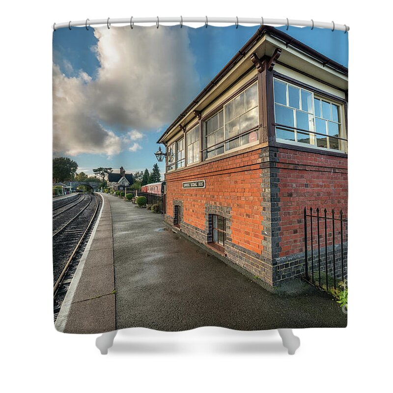 Carrog Station Shower Curtain featuring the photograph Carrog Signal Box by Adrian Evans