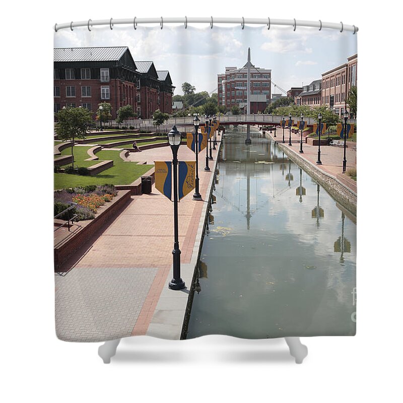Carroll Creek Shower Curtain featuring the photograph Carroll Creek Park in Frederick Maryland by William Kuta