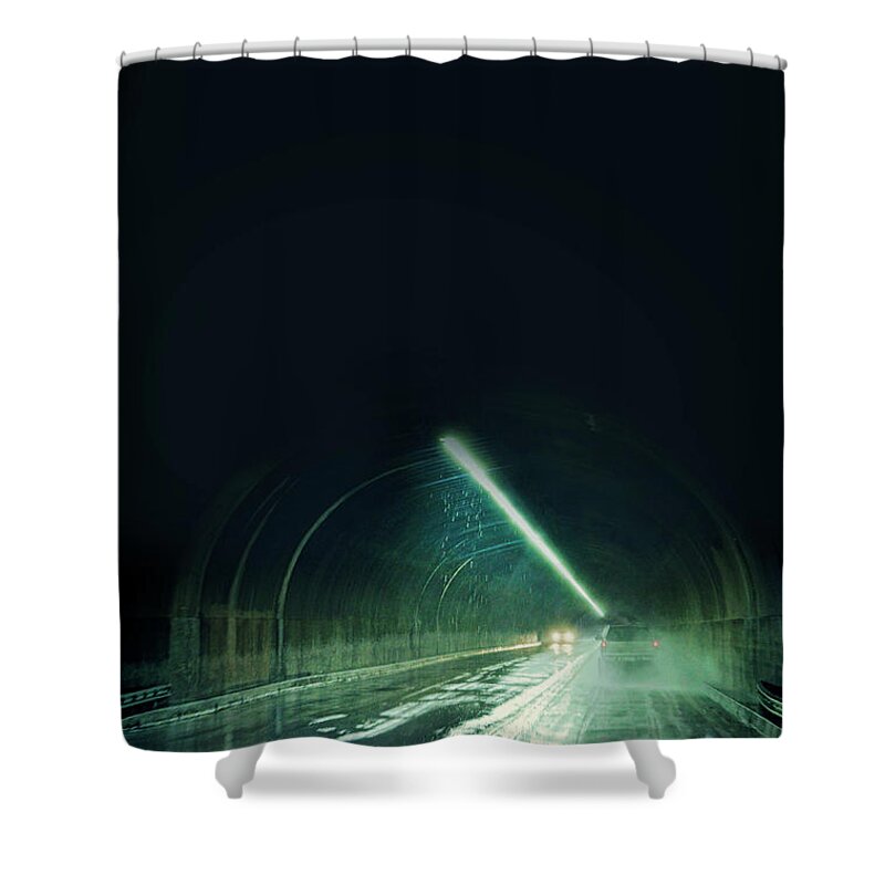 Car Shower Curtain featuring the photograph Cars in a Dark Tunnel by Jill Battaglia