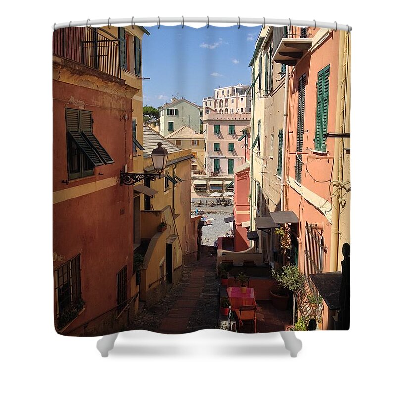 Street Shower Curtain featuring the photograph Caruggio in Genoa by Stefano Bagnasco