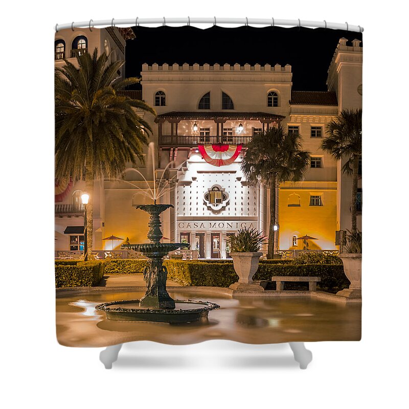 Architectural Shower Curtain featuring the photograph Casa Monica At The Lightner Museum Fountain by Traveler's Pics