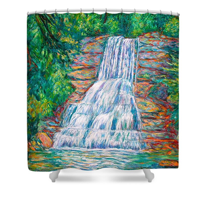 Cascades Shower Curtain featuring the painting Cascades in Giles County by Kendall Kessler