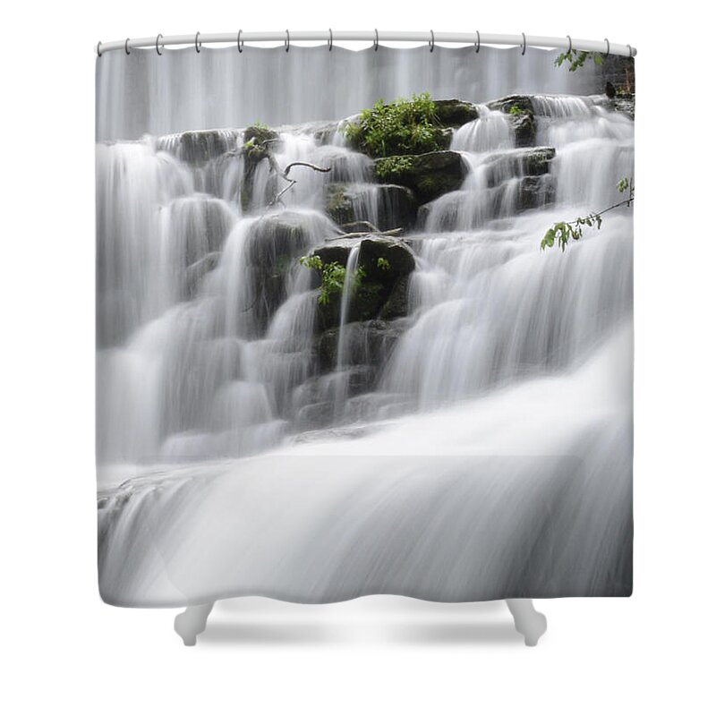 Mirror Lake Shower Curtain featuring the photograph Cascading Mirror Lake Falls by Renee Hardison