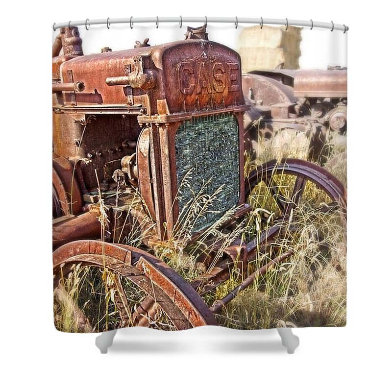 Hay Shower Curtain featuring the photograph Case and Bales by Amanda Smith