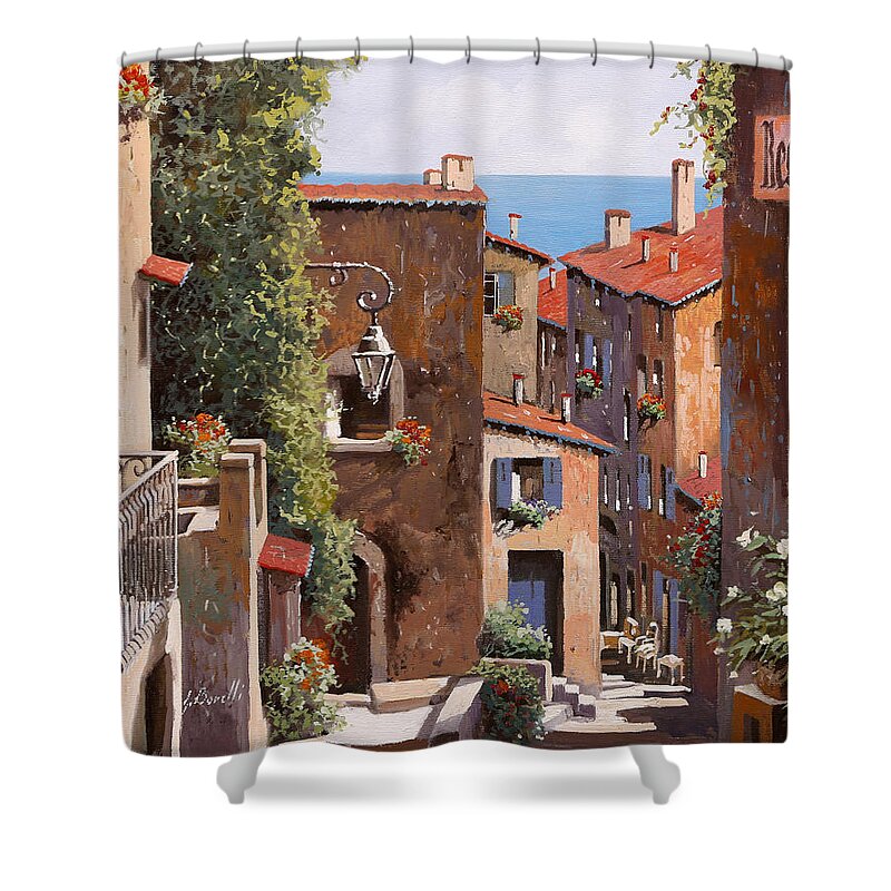 Cagnes Shower Curtain featuring the painting casette a Cagnes by Guido Borelli