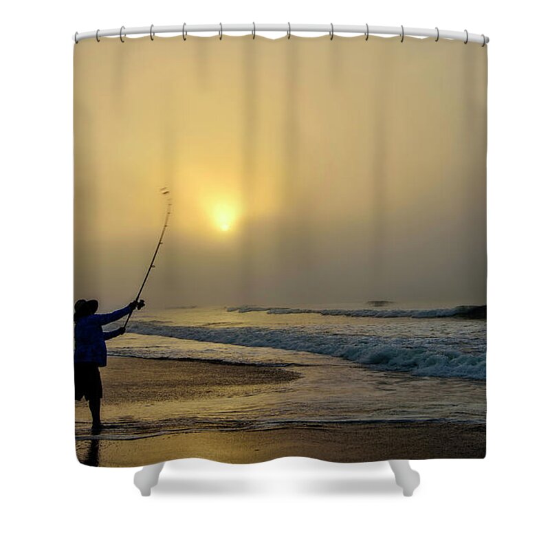 Sunrise Shower Curtain featuring the photograph Casting by DJA Images