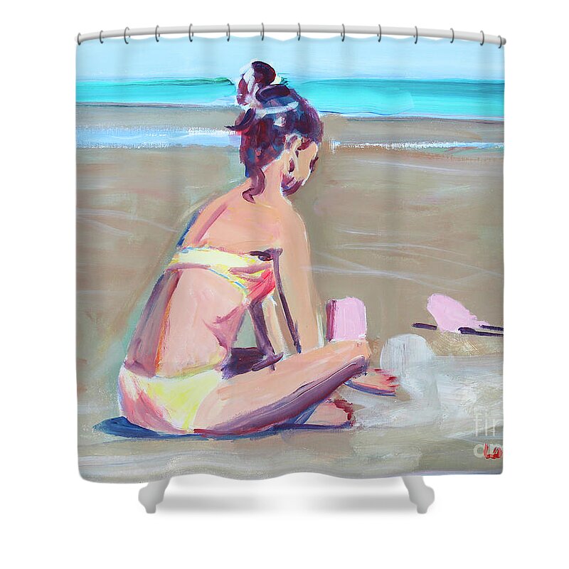 Girl Shower Curtain featuring the painting Castle Building by Candace Lovely