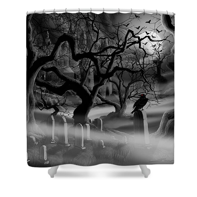 Castle Shower Curtain featuring the painting Castle Graveyard I by James Hill