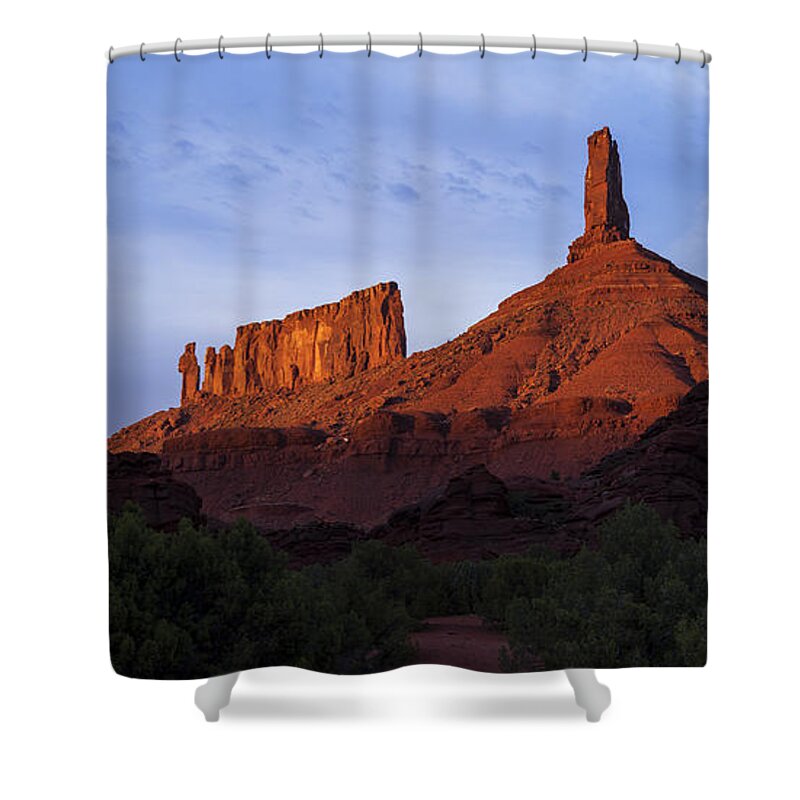 Castle Valley Shower Curtain featuring the photograph Castle Towers by Chad Dutson