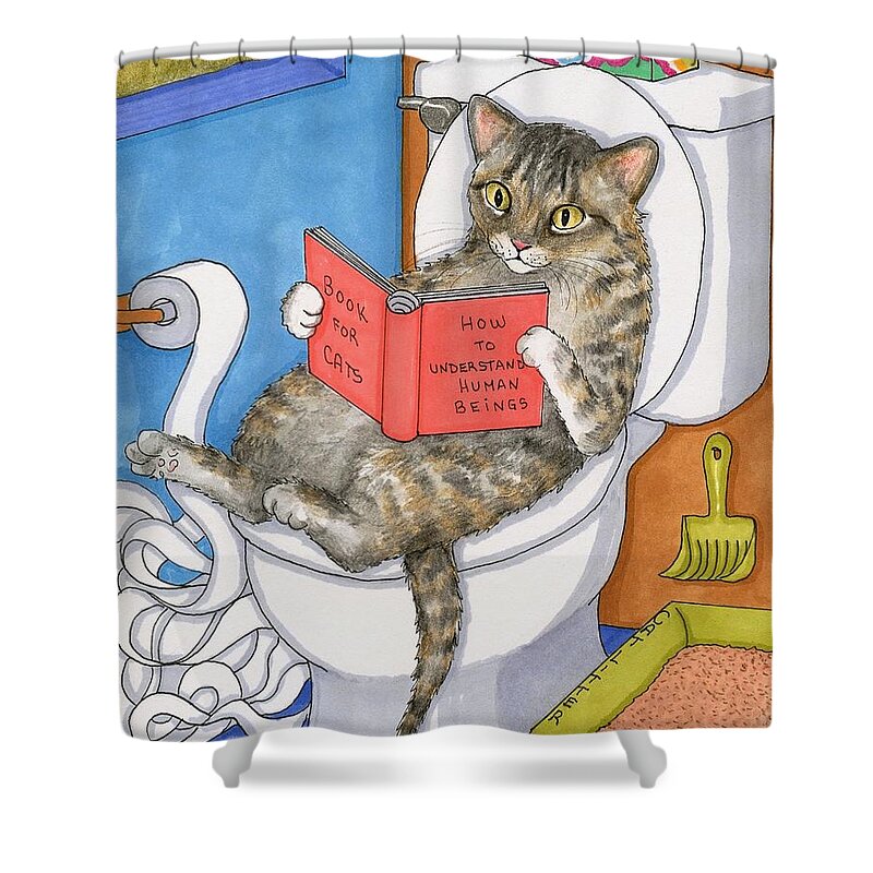 Cat Shower Curtain featuring the painting Cat 535 by Lucie Dumas