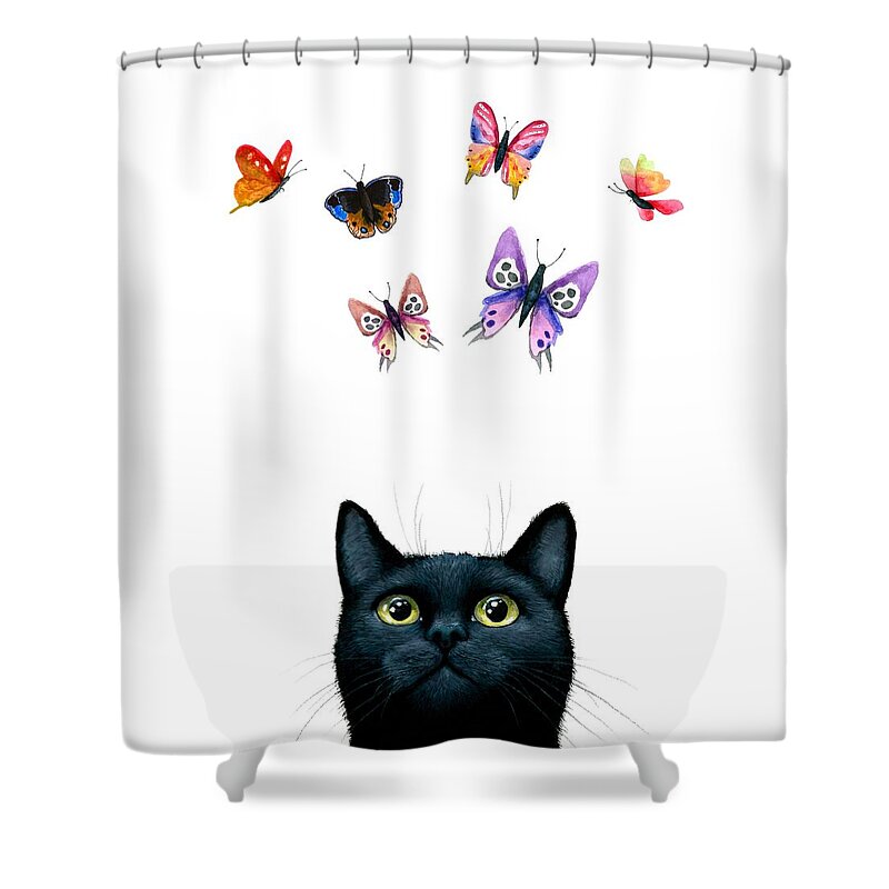 Cat Shower Curtain featuring the painting Cat 606 by Lucie Dumas