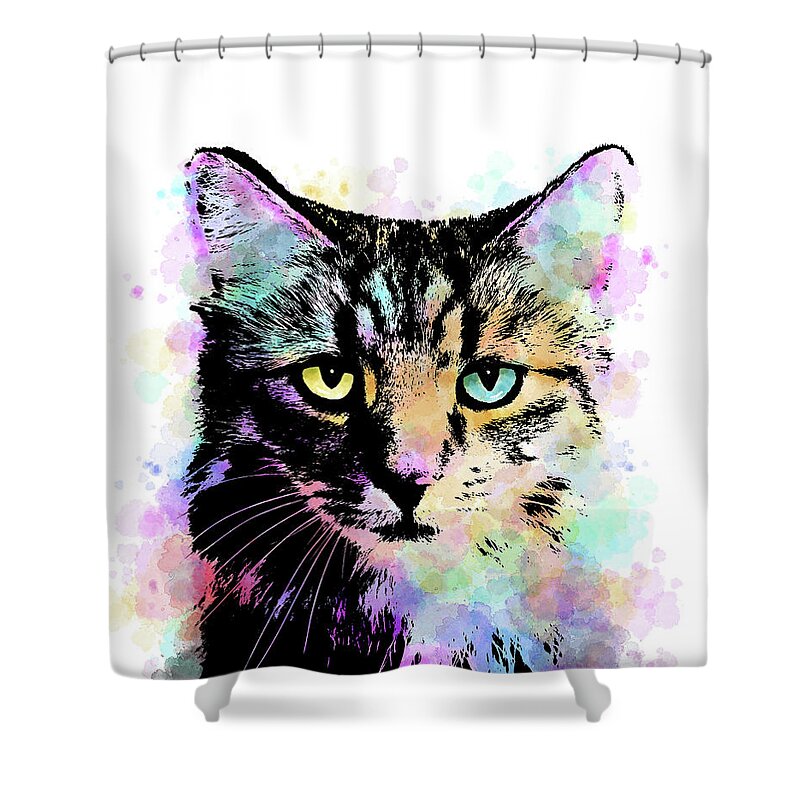 Cat Shower Curtain featuring the painting Cat 618 by Lucie Dumas