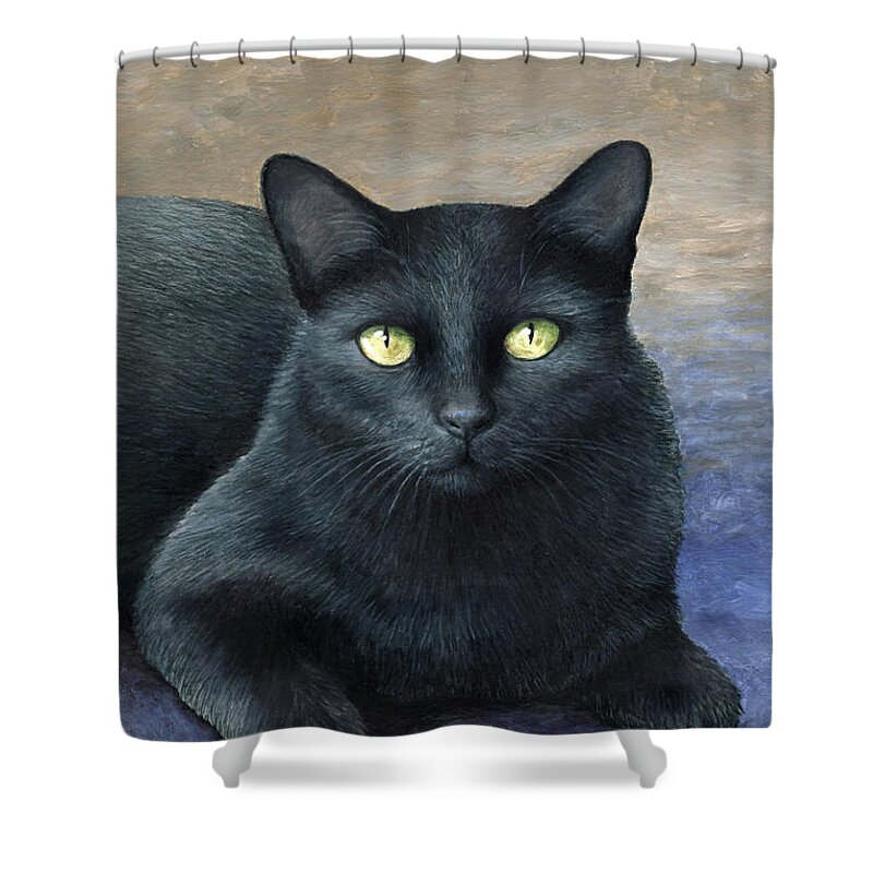 Cat Shower Curtain featuring the painting Cat 621 by Lucie Dumas