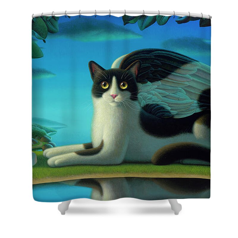 Cat Shower Curtain featuring the painting Cat and Mouse 2 by Chris Miles