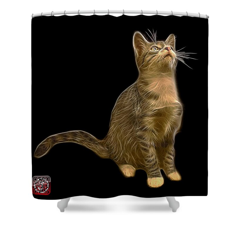 Cat Shower Curtain featuring the painting Cat Art - 3771 BB by James Ahn