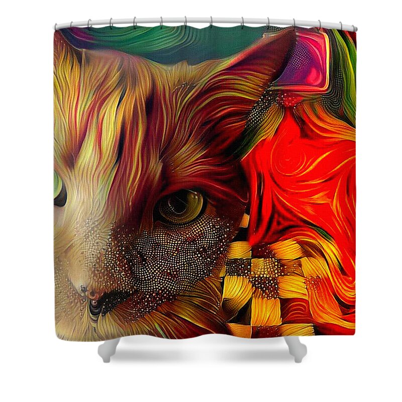 Painting Shower Curtain featuring the digital art Cat by Bruce Rolff