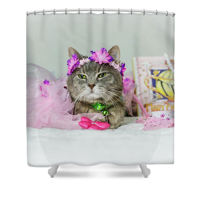 Cat Shower Curtain featuring the photograph Cat Tea Party by Tammy Ray