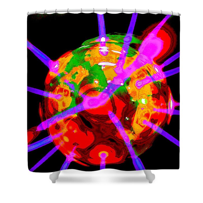Energy Shower Curtain featuring the digital art Cataclysmic Kaleidoscope by Larry Beat
