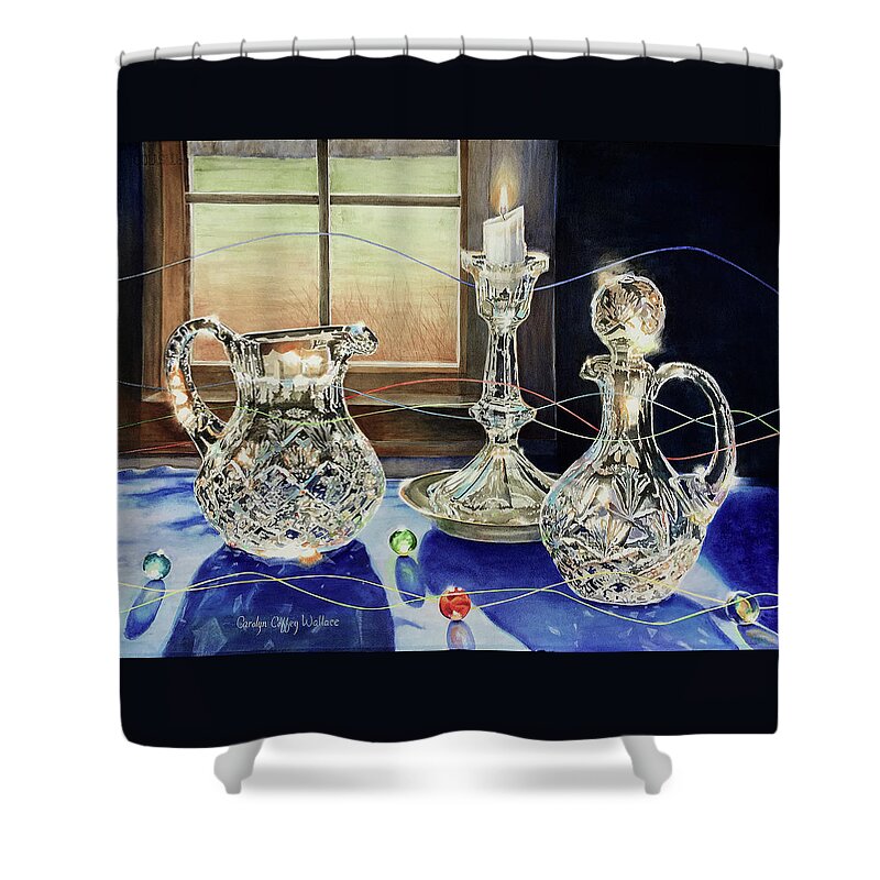 Art Shower Curtain featuring the painting Catching Rays by Carolyn Coffey Wallace