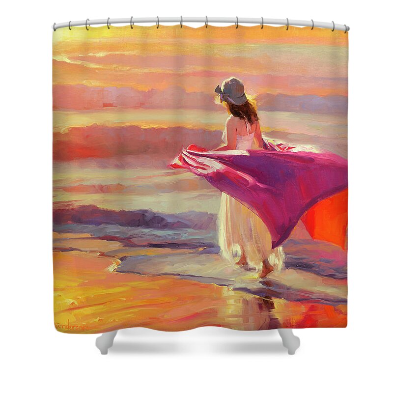 Coast Shower Curtain featuring the painting Catching the Breeze by Steve Henderson