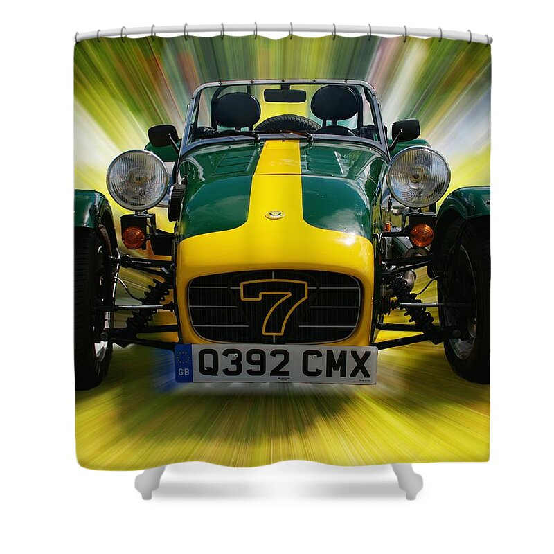 Caterham 7 Shower Curtain featuring the photograph Caterham 7 by Chris Day