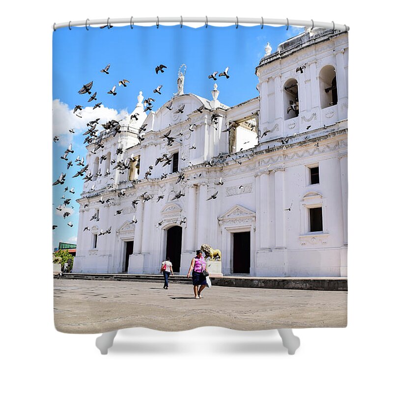 Cathedral Shower Curtain featuring the photograph Cathedral of Leon by Nicole Lloyd