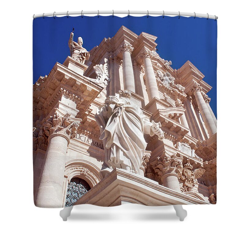 Cathedral Of Siracusa Shower Curtain featuring the photograph Cathedral of SIRACUSA by Silva Wischeropp