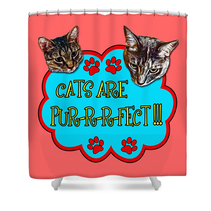 Cats Shower Curtain featuring the digital art Cats Are Pur-r-r-fect by David G Paul
