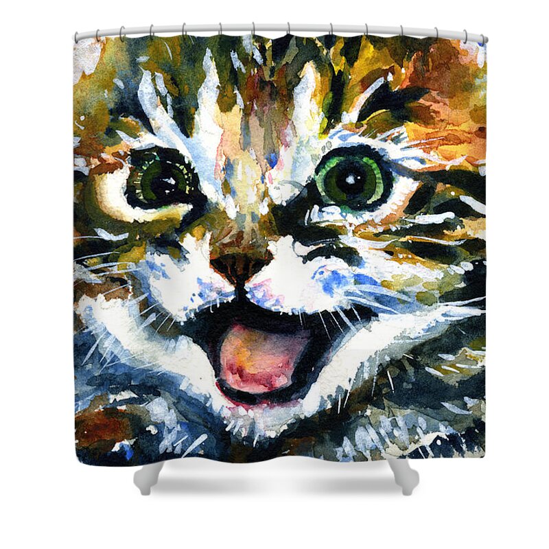 Eyes Shower Curtain featuring the painting Cats Eyes 15 by John D Benson