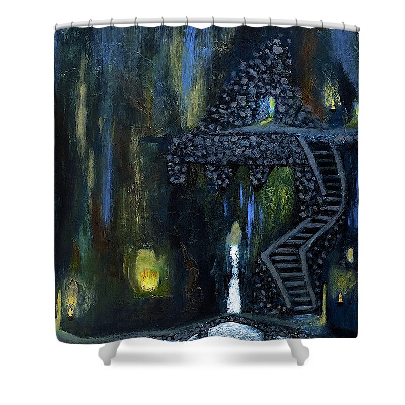 Cave Shower Curtain featuring the painting Cave of Thrones by Dick Bourgault