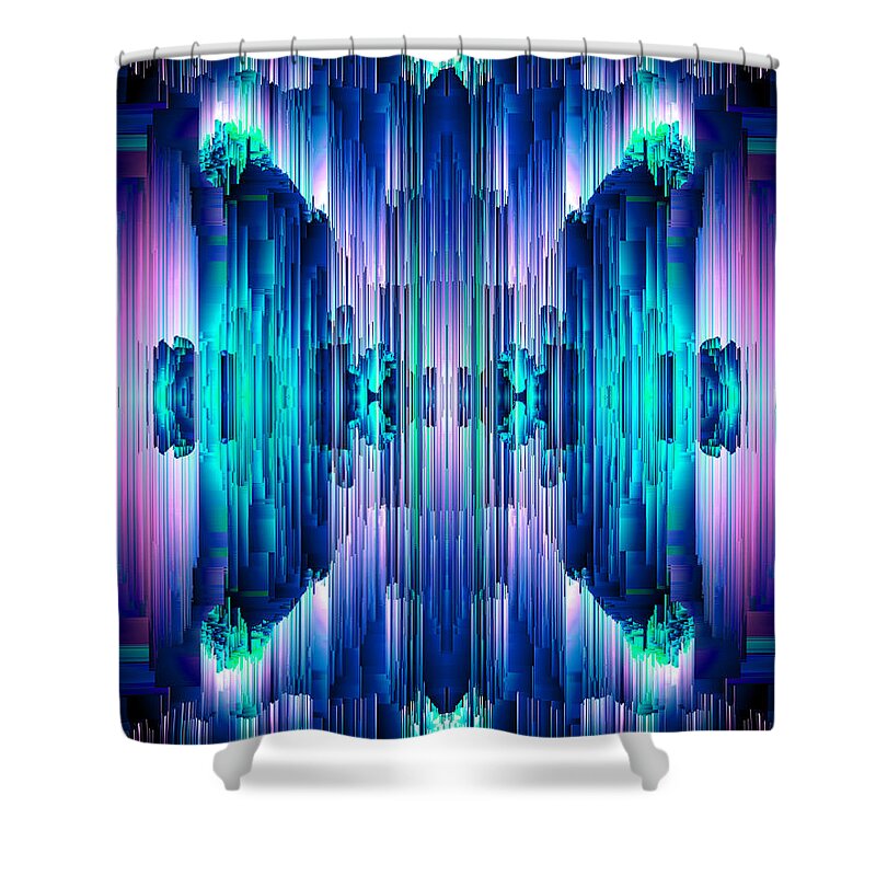 Glitch Shower Curtain featuring the digital art Cavernous Glitch - Pixel Art by Jennifer Walsh