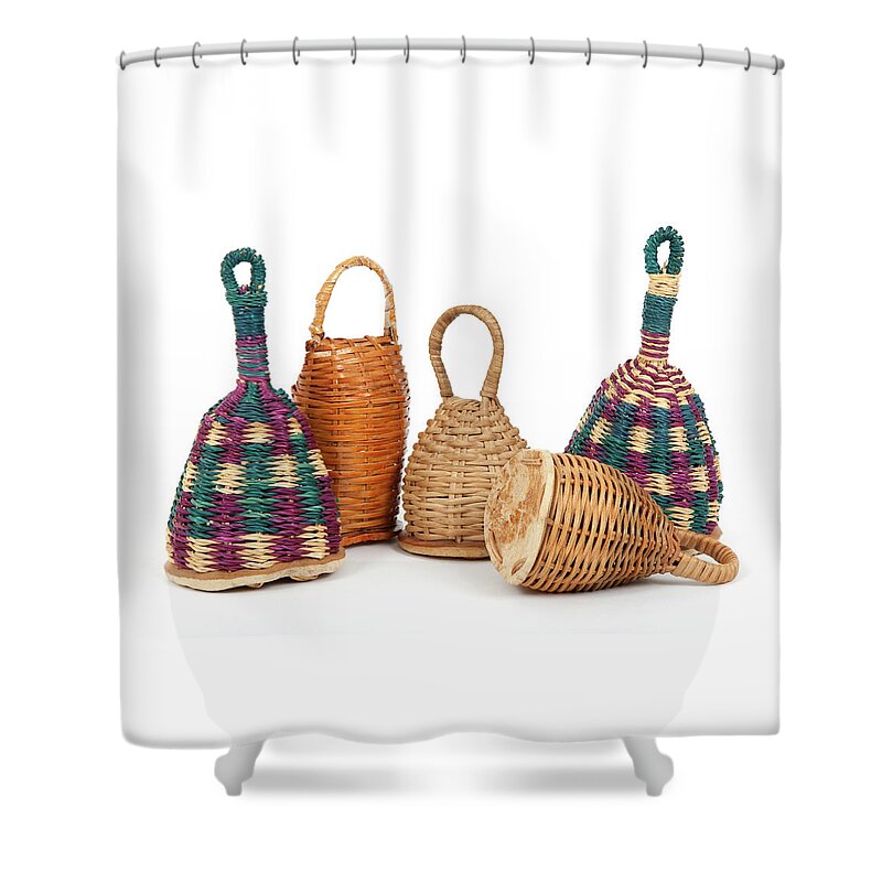 Caxixi Shower Curtain featuring the photograph Caxixi shakers by GoodMood Art