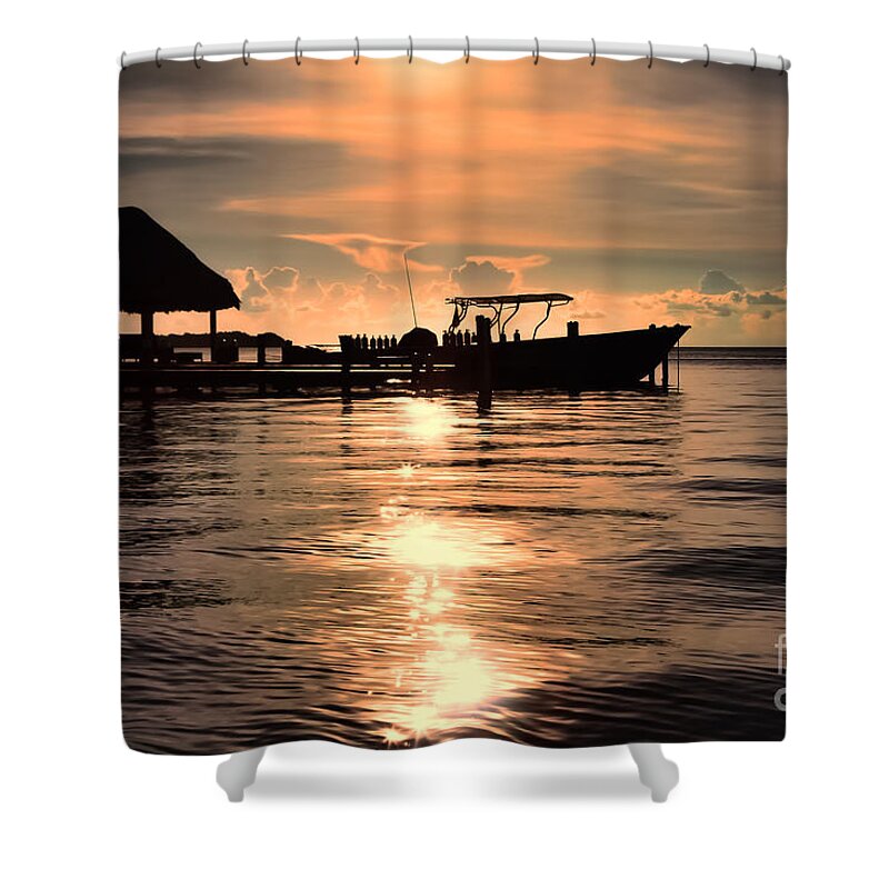 Belize Shower Curtain featuring the photograph Caye Caulker at Sunset by Lawrence Burry