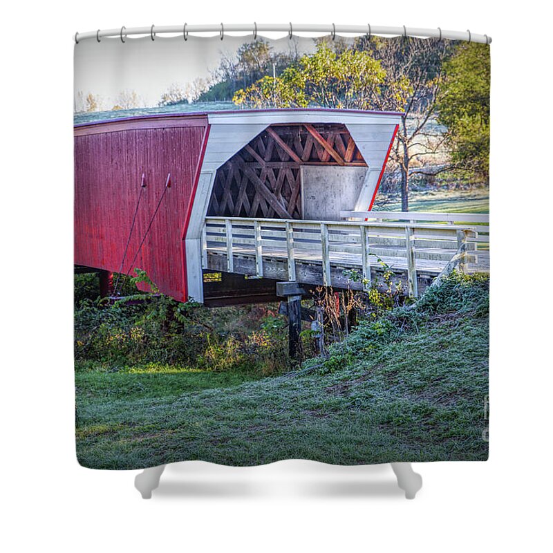 Cedar Covered Bridge Shower Curtain featuring the photograph Cedar Covered Bridge by Lynn Sprowl