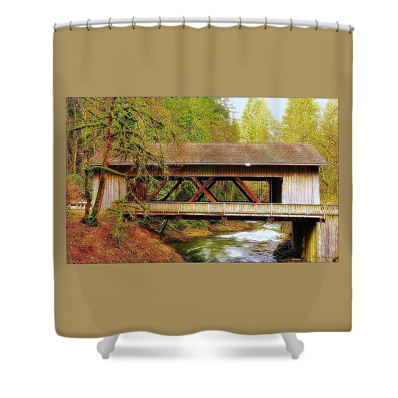Washington Shower Curtain featuring the photograph Cedar Creek Grist Mill Covered Bridge by Steve Warnstaff