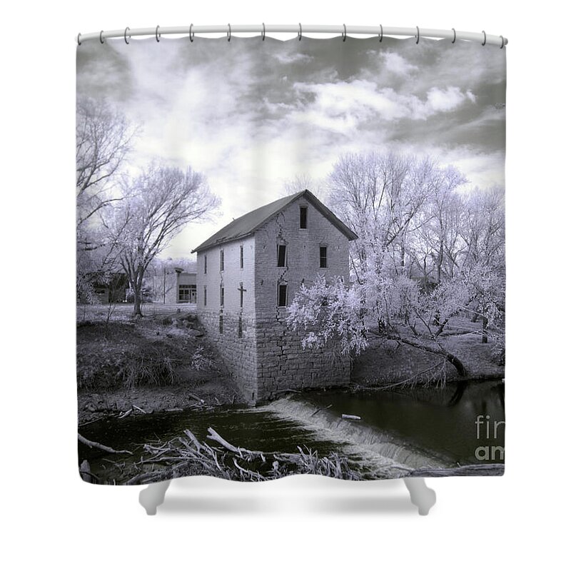Crystal_nederman Shower Curtain featuring the photograph Cedar Point Mill in Infrared by Crystal Nederman