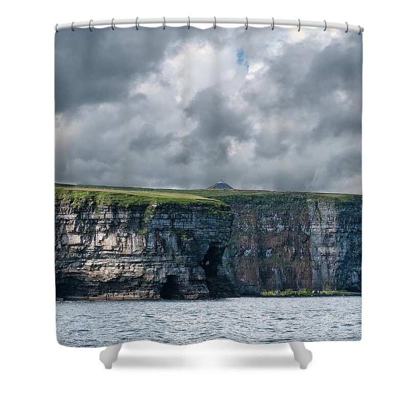 Ceide Fields Shower Curtain featuring the photograph Ceide Cliffs by Marion Galt