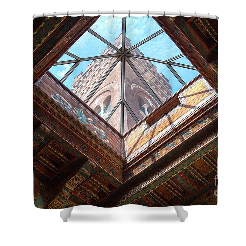 Genoa Shower Curtain featuring the photograph Ceiling and Tower of the Castello by Brenda Kean