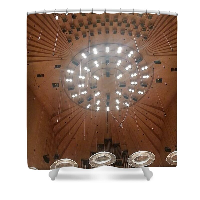 Ceiling Shower Curtain featuring the photograph Ceiling of Syndey Opera House Symphony Hall by Bev Conover