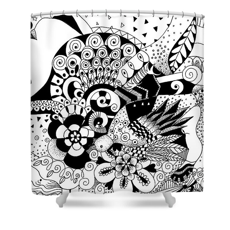 Ceilings And Floors 2 By Helena Tiainen Shower Curtain featuring the drawing Ceilings and Floors 2 by Helena Tiainen