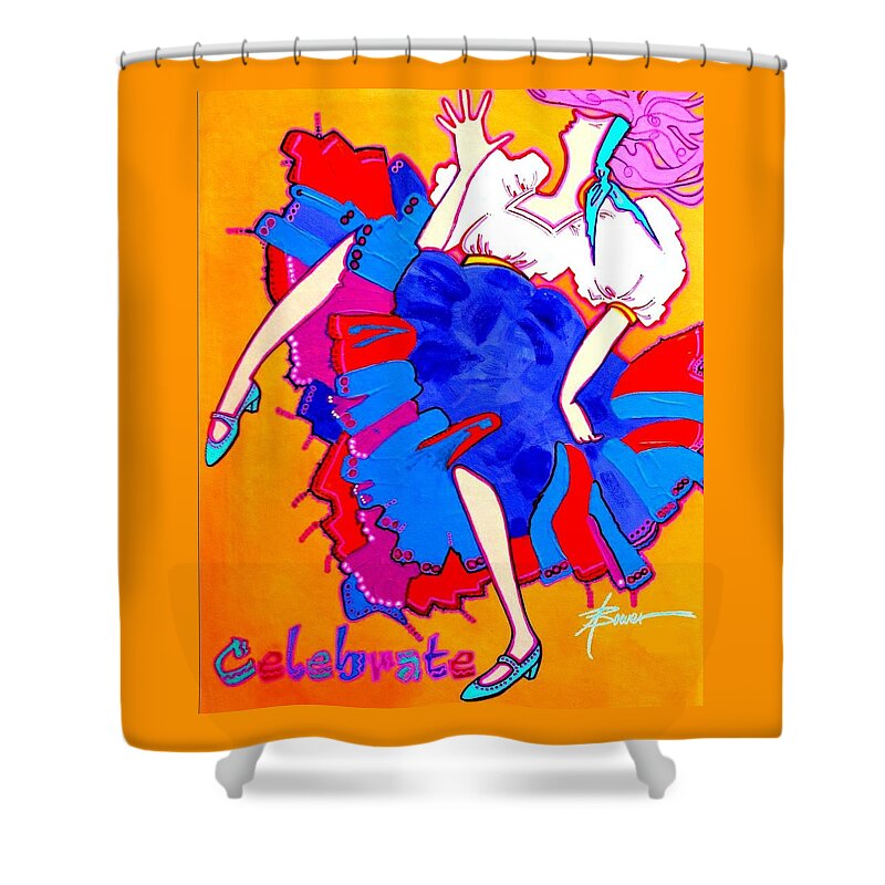 Celebration Shower Curtain featuring the painting Celebrate by Adele Bower