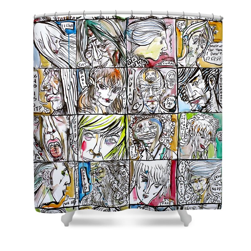 Young Shower Curtain featuring the painting Celebrities From Other Worlds by Fabrizio Cassetta